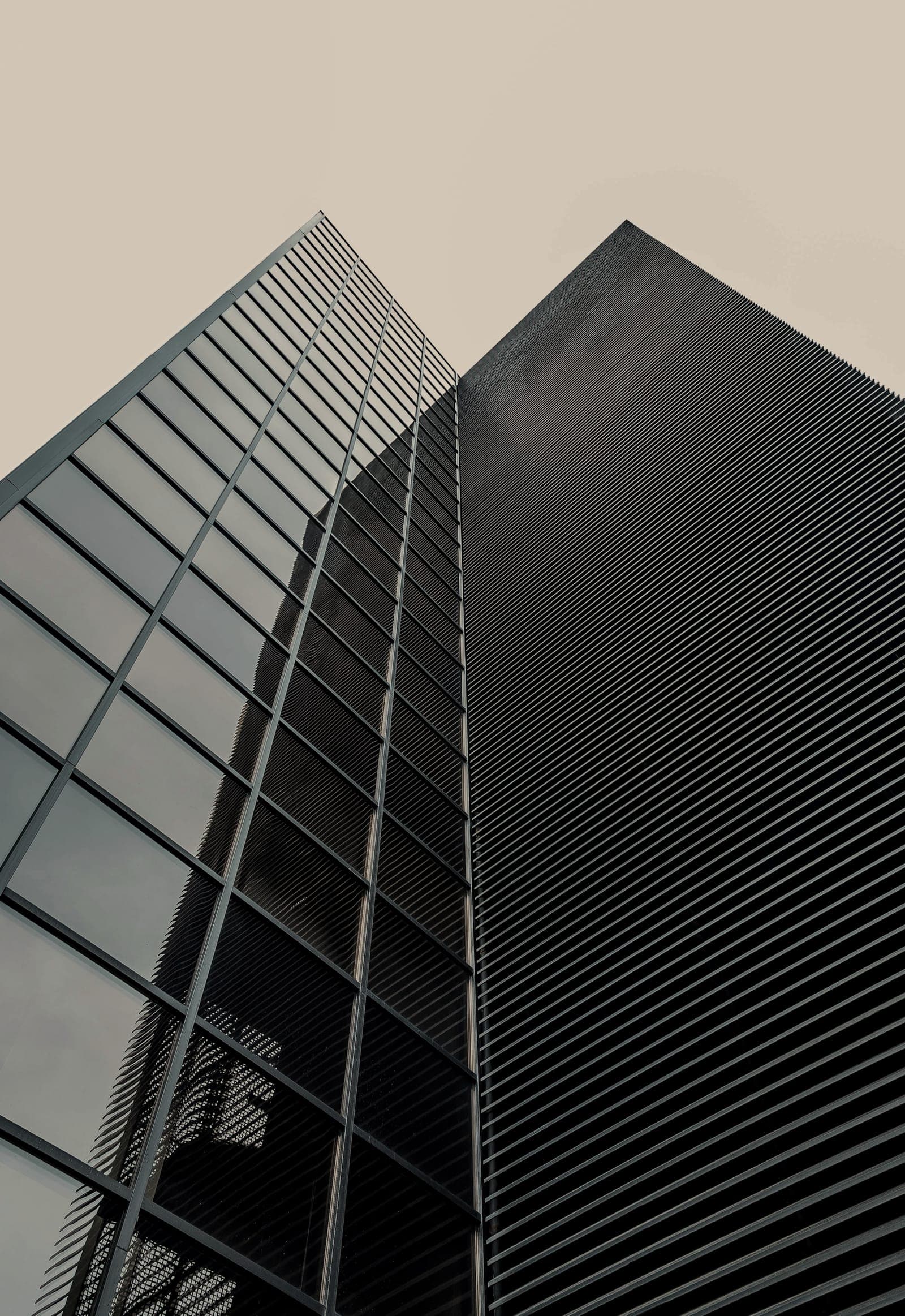Dark glass facade of a modern tower